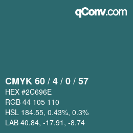 颜色代码: CMYK 60 / 4 / 0 / 57 | qconv.com