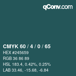 カラーコード: CMYK 60 / 4 / 0 / 65 | qconv.com