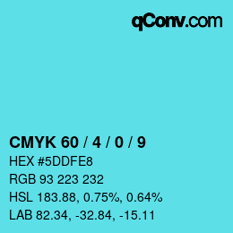 Color code: CMYK 60 / 4 / 0 / 9 | qconv.com