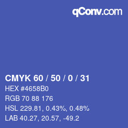 Código de color: CMYK 60 / 50 / 0 / 31 | qconv.com