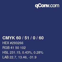 カラーコード: CMYK 60 / 51 / 0 / 60 | qconv.com
