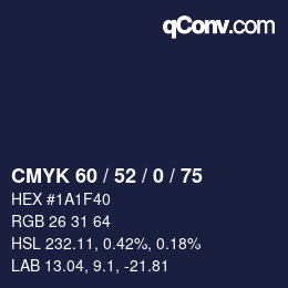 カラーコード: CMYK 60 / 52 / 0 / 75 | qconv.com