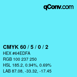 カラーコード: CMYK 60 / 5 / 0 / 2 | qconv.com
