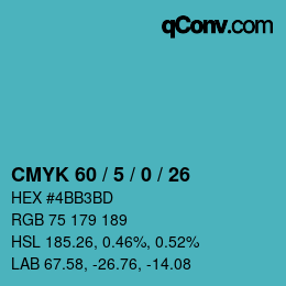 カラーコード: CMYK 60 / 5 / 0 / 26 | qconv.com