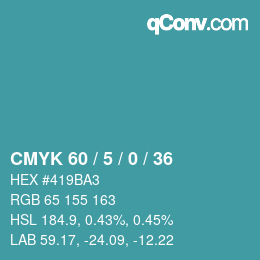 カラーコード: CMYK 60 / 5 / 0 / 36 | qconv.com