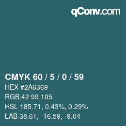 Color code: CMYK 60 / 5 / 0 / 59 | qconv.com