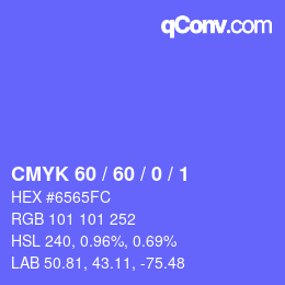 カラーコード: CMYK 60 / 60 / 0 / 1 | qconv.com