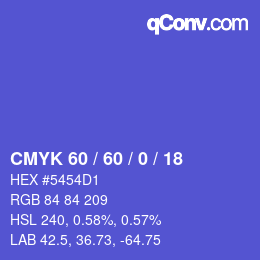 颜色代码: CMYK 60 / 60 / 0 / 18 | qconv.com