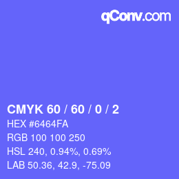 カラーコード: CMYK 60 / 60 / 0 / 2 | qconv.com