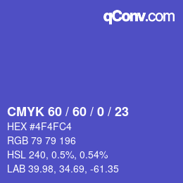 Color code: CMYK 60 / 60 / 0 / 23 | qconv.com