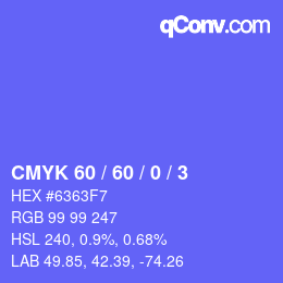 Color code: CMYK 60 / 60 / 0 / 3 | qconv.com