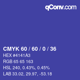 Color code: CMYK 60 / 60 / 0 / 36 | qconv.com