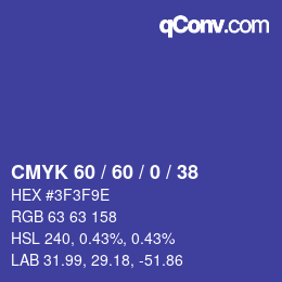 カラーコード: CMYK 60 / 60 / 0 / 38 | qconv.com