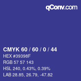 Color code: CMYK 60 / 60 / 0 / 44 | qconv.com