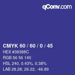 Color code: CMYK 60 / 60 / 0 / 45 | qconv.com