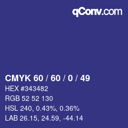 颜色代码: CMYK 60 / 60 / 0 / 49 | qconv.com