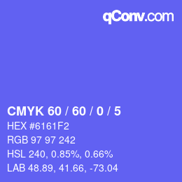 カラーコード: CMYK 60 / 60 / 0 / 5 | qconv.com