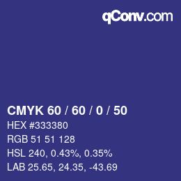 カラーコード: CMYK 60 / 60 / 0 / 50 | qconv.com