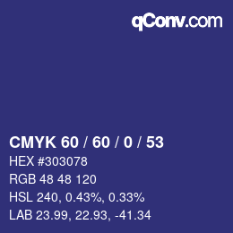 カラーコード: CMYK 60 / 60 / 0 / 53 | qconv.com