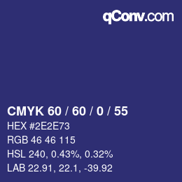 カラーコード: CMYK 60 / 60 / 0 / 55 | qconv.com