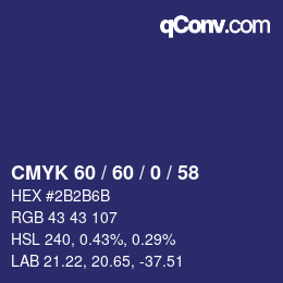 Color code: CMYK 60 / 60 / 0 / 58 | qconv.com