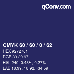 Color code: CMYK 60 / 60 / 0 / 62 | qconv.com