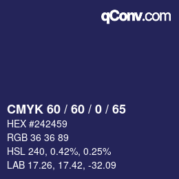 カラーコード: CMYK 60 / 60 / 0 / 65 | qconv.com