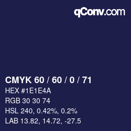 カラーコード: CMYK 60 / 60 / 0 / 71 | qconv.com
