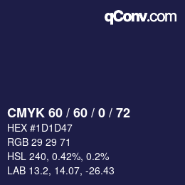 Farbcode: CMYK 60 / 60 / 0 / 72 | qconv.com