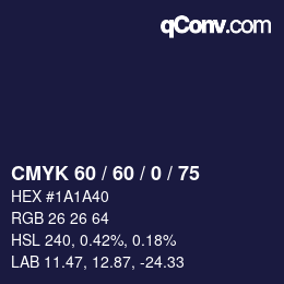 カラーコード: CMYK 60 / 60 / 0 / 75 | qconv.com