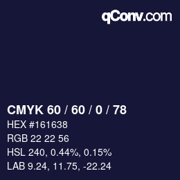 Farbcode: CMYK 60 / 60 / 0 / 78 | qconv.com
