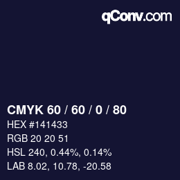 カラーコード: CMYK 60 / 60 / 0 / 80 | qconv.com