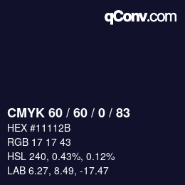 カラーコード: CMYK 60 / 60 / 0 / 83 | qconv.com