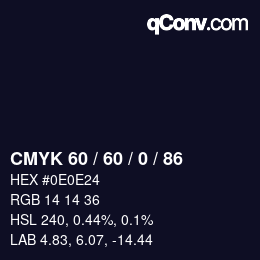 カラーコード: CMYK 60 / 60 / 0 / 86 | qconv.com