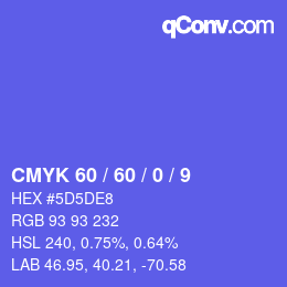 カラーコード: CMYK 60 / 60 / 0 / 9 | qconv.com