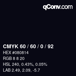 カラーコード: CMYK 60 / 60 / 0 / 92 | qconv.com