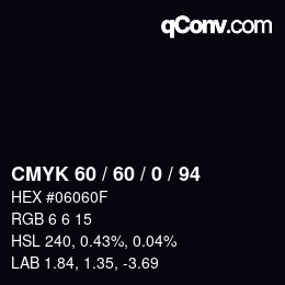 カラーコード: CMYK 60 / 60 / 0 / 94 | qconv.com