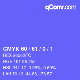 カラーコード: CMYK 60 / 61 / 0 / 1 | qconv.com