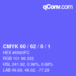 Color code: CMYK 60 / 62 / 0 / 1 | qconv.com