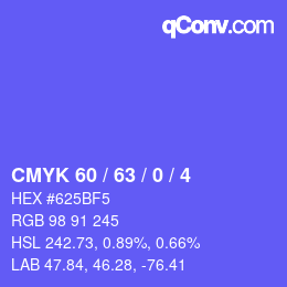 Color code: CMYK 60 / 63 / 0 / 4 | qconv.com