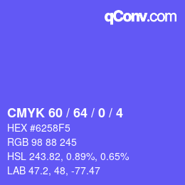 Color code: CMYK 60 / 64 / 0 / 4 | qconv.com