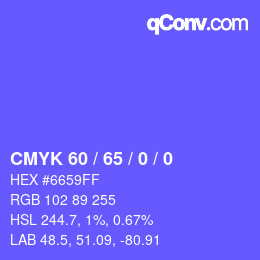 Color code: CMYK 60 / 65 / 0 / 0 | qconv.com