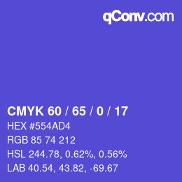 颜色代码: CMYK 60 / 65 / 0 / 17 | qconv.com
