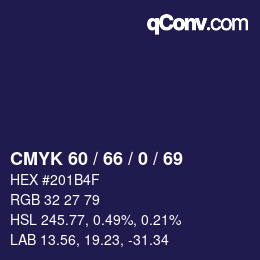 Color code: CMYK 60 / 66 / 0 / 69 | qconv.com
