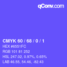 Color code: CMYK 60 / 68 / 0 / 1 | qconv.com