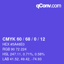颜色代码: CMYK 60 / 68 / 0 / 12 | qconv.com