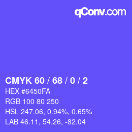 Color code: CMYK 60 / 68 / 0 / 2 | qconv.com