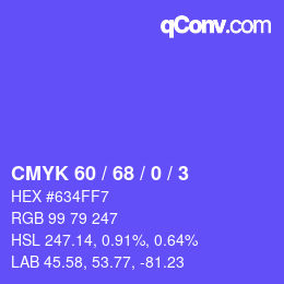 颜色代码: CMYK 60 / 68 / 0 / 3 | qconv.com
