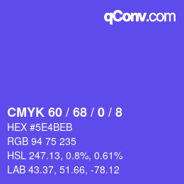 Color code: CMYK 60 / 68 / 0 / 8 | qconv.com
