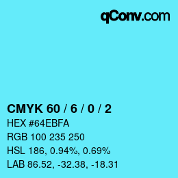 颜色代码: CMYK 60 / 6 / 0 / 2 | qconv.com